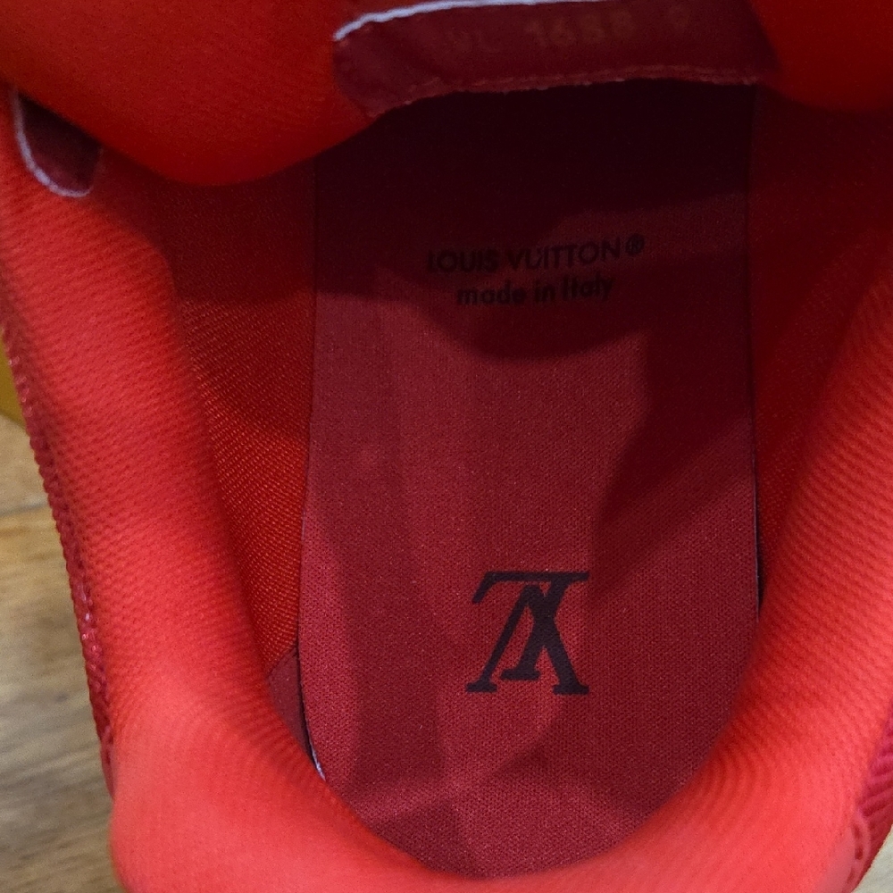 LV/Vuitton Red and White Sneakers - Picture 8 of 15